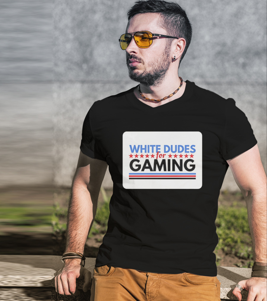 White Dudes For Gaming Stars Stripes T-Shirt