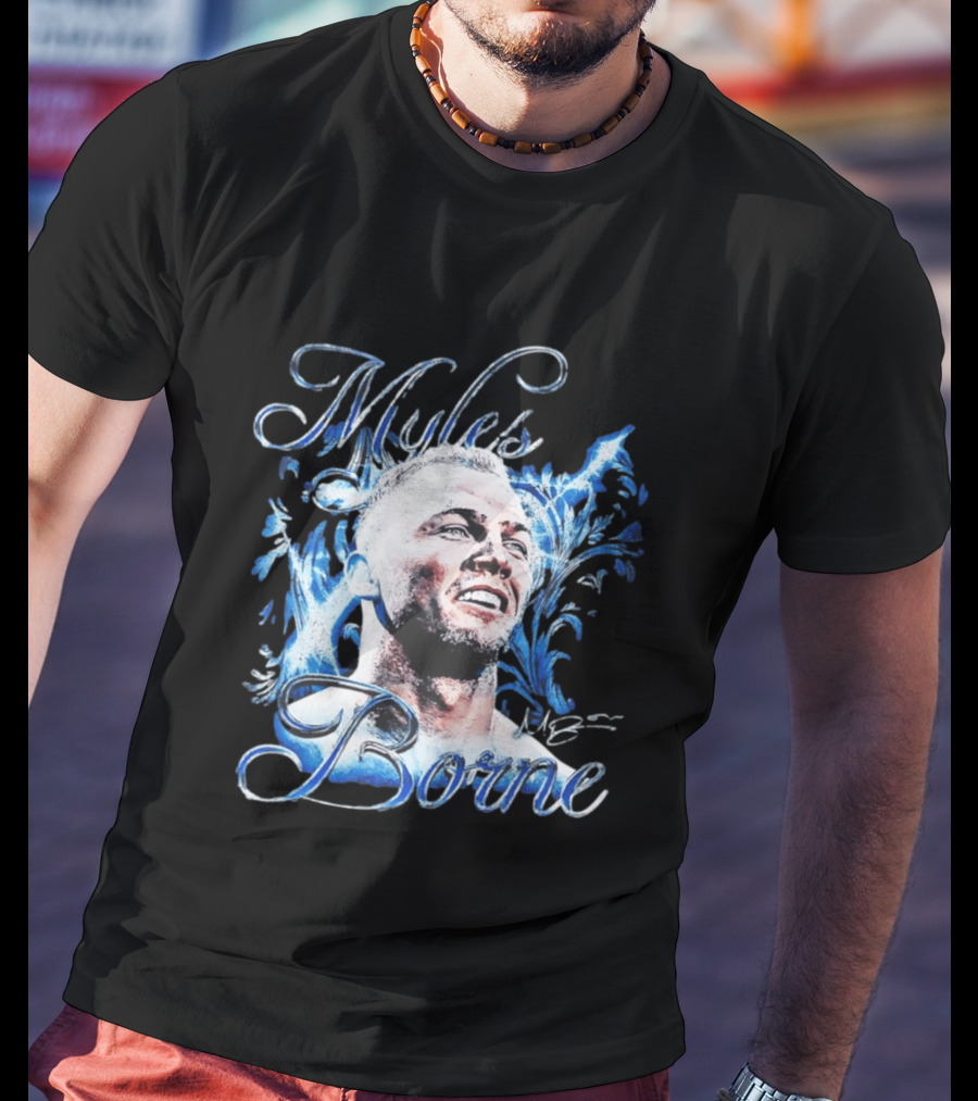 WWE Myles Borne Retro Blue Script Signature T-Shirt