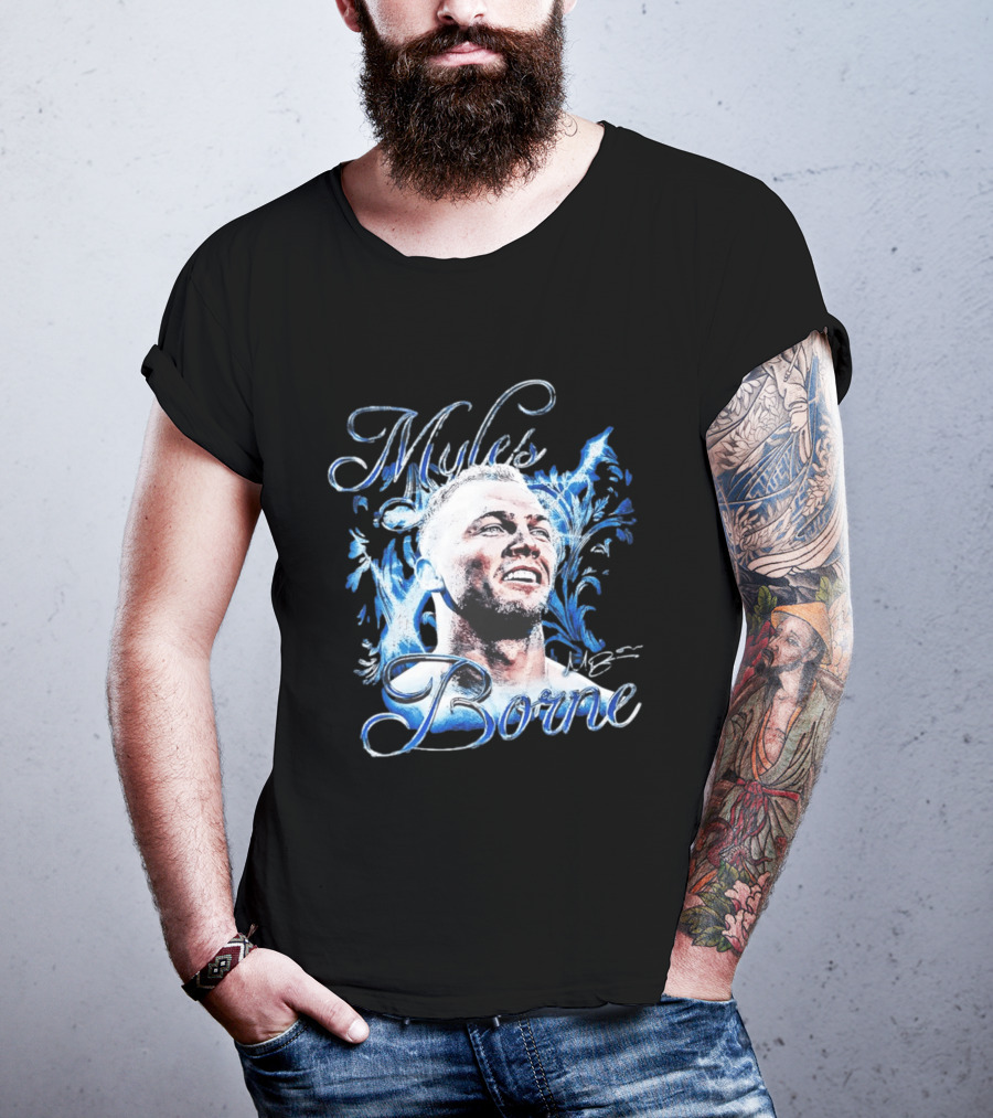 WWE Myles Borne Retro Blue Script Signature T-Shirt