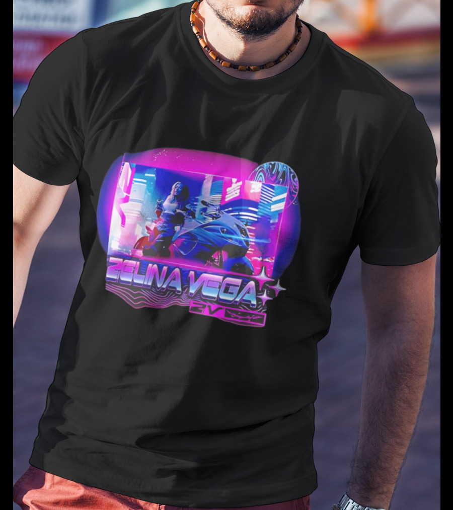 WWE Zelina Vega 2V Motorcycle Neon City T-Shirt