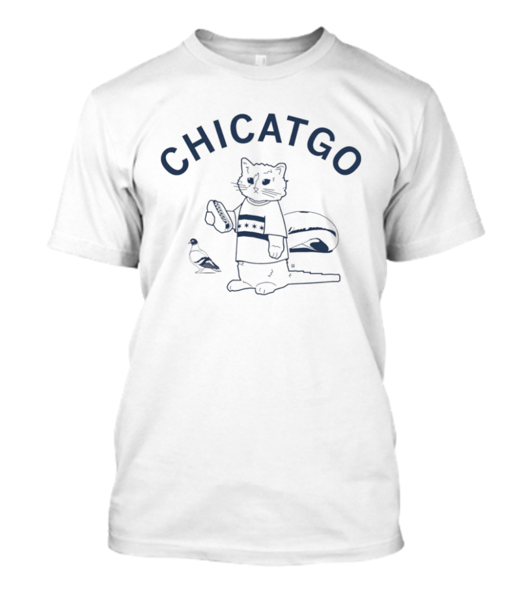 CHICATGO Windy Kitties With Pizza And Bird T-Shirt