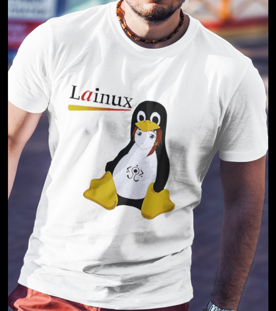 Lainux Lain Ux Linux Tux Mascot Penguin Anime T-Shirt