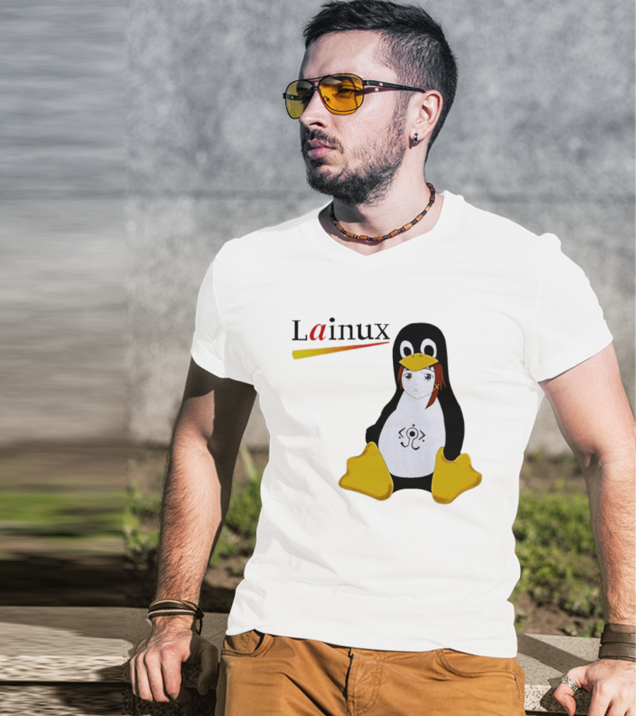 Lainux Lain Ux Linux Tux Mascot Penguin Anime T-Shirt
