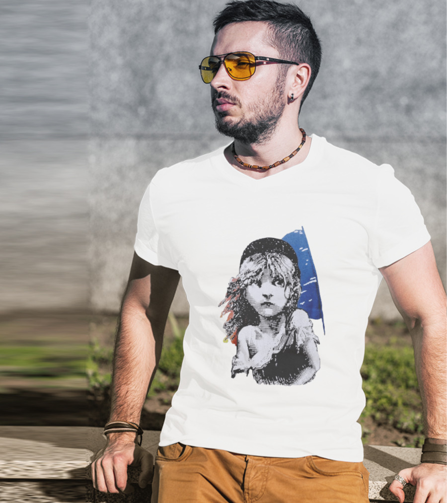 Les Miserables Cosette Vintage Illustration Blue Red T-Shirt