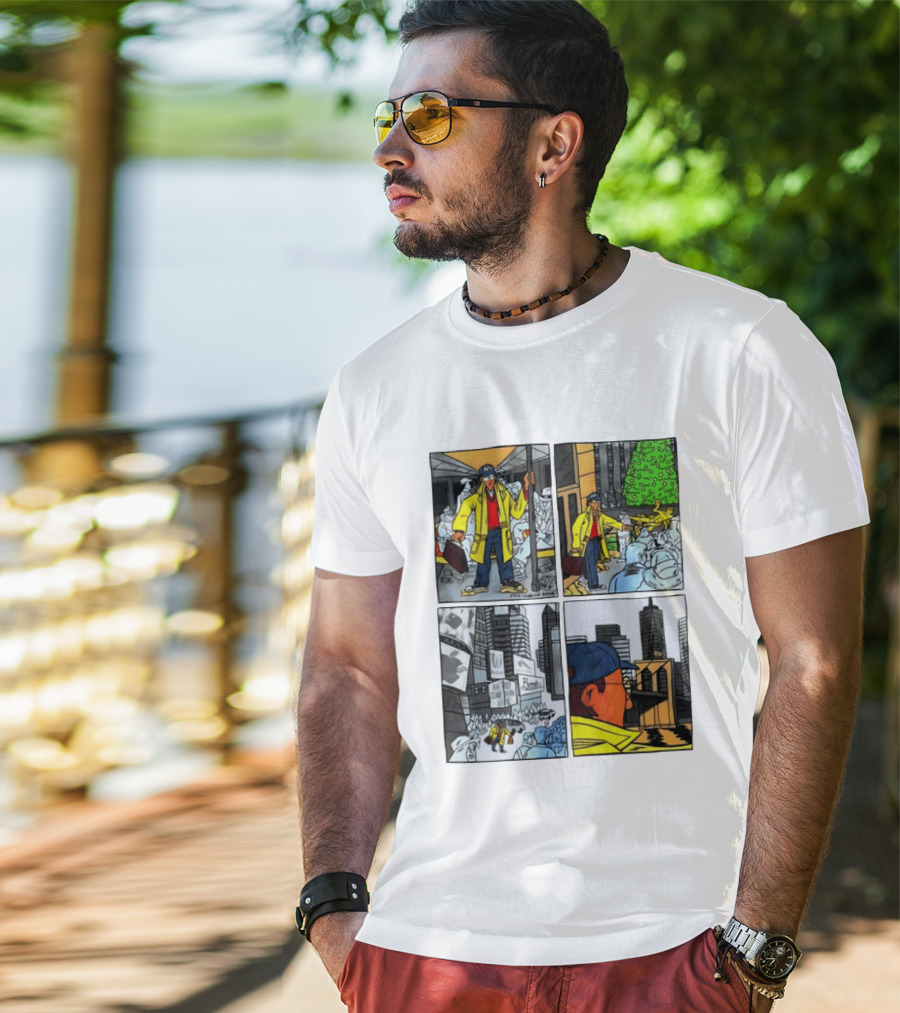Holiday Comic Pocket NYC Urban Christmas Scenes T-Shirt