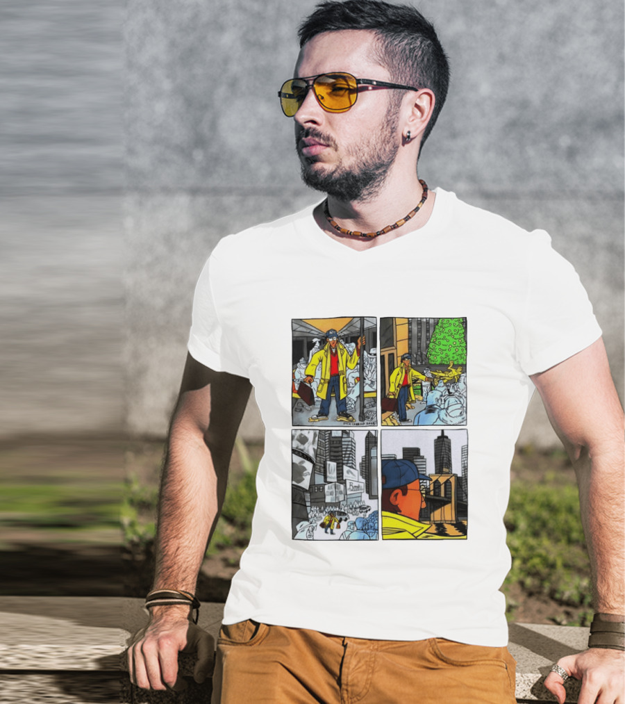 Holiday Comic Pocket NYC Urban Christmas Scenes T-Shirt