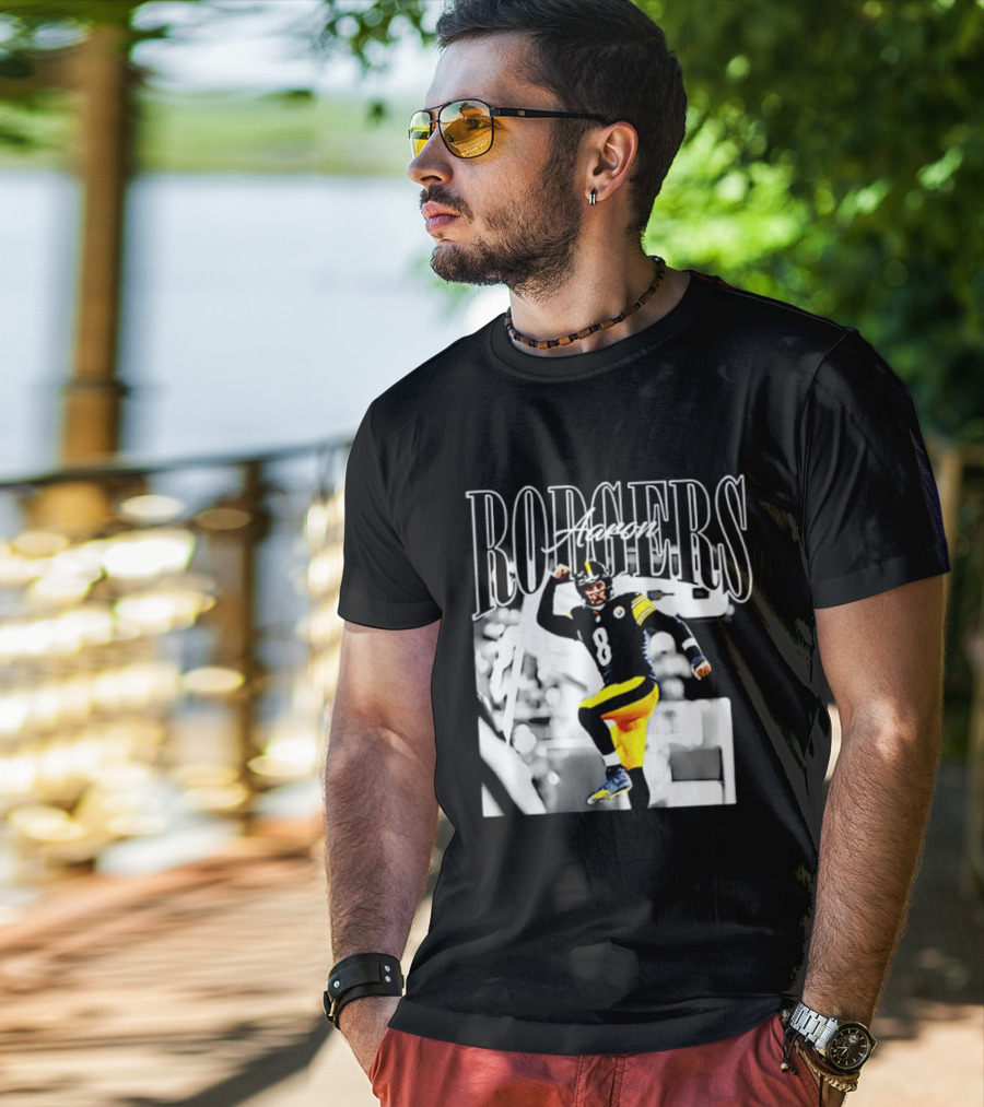 Rodgers 8 Steelers Black And Yellow Football Player T-Shirt