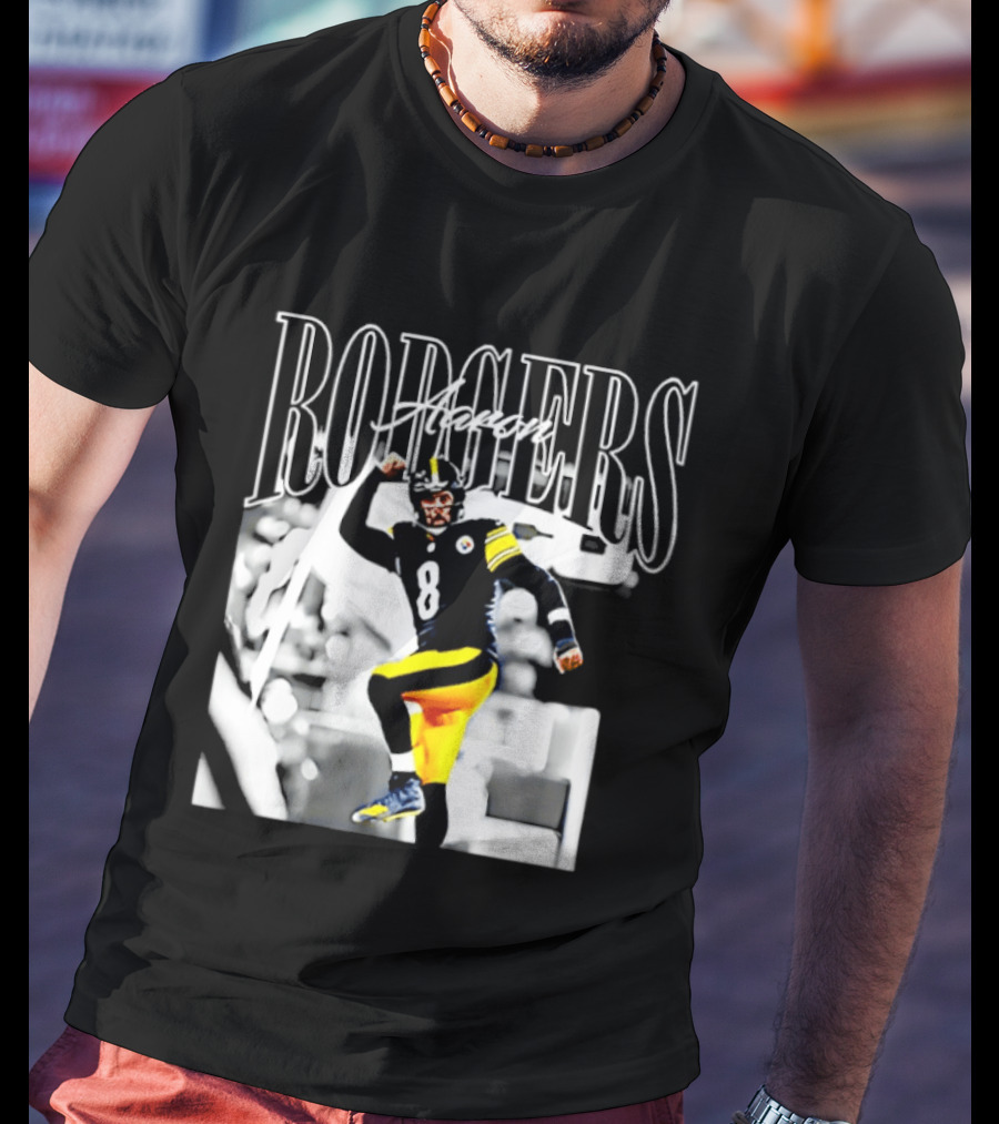 Rodgers 8 Steelers Black And Yellow Football Player T-Shirt