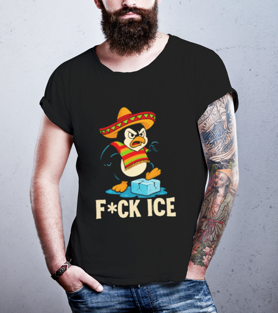 Angry Penguin Sombrero F*ck Ice T-Shirt
