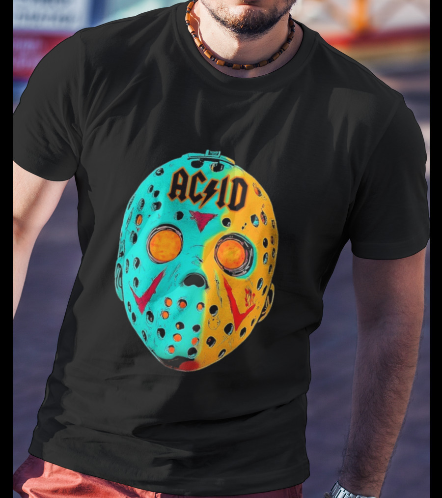 ACDC Jason Voorhees Mask Neon Pop Art Friday The 13th Fusion T-Shirt