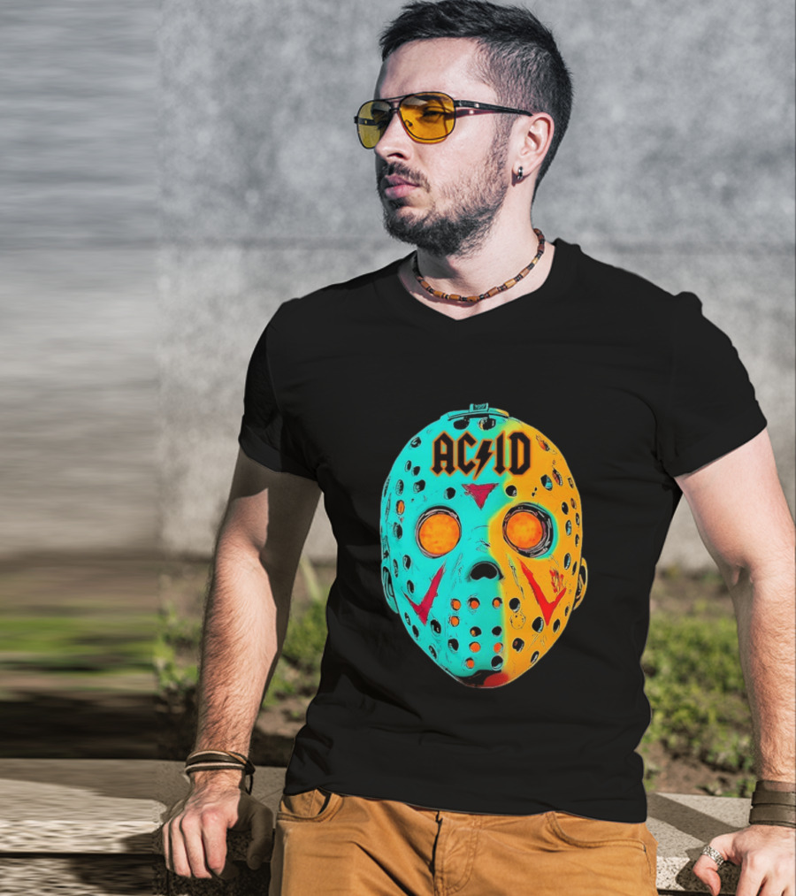 ACDC Jason Voorhees Mask Neon Pop Art Friday The 13th Fusion T-Shirt