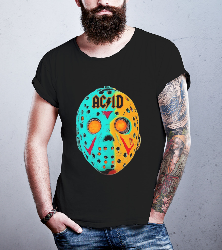 ACDC Jason Voorhees Mask Neon Pop Art Friday The 13th Fusion T-Shirt