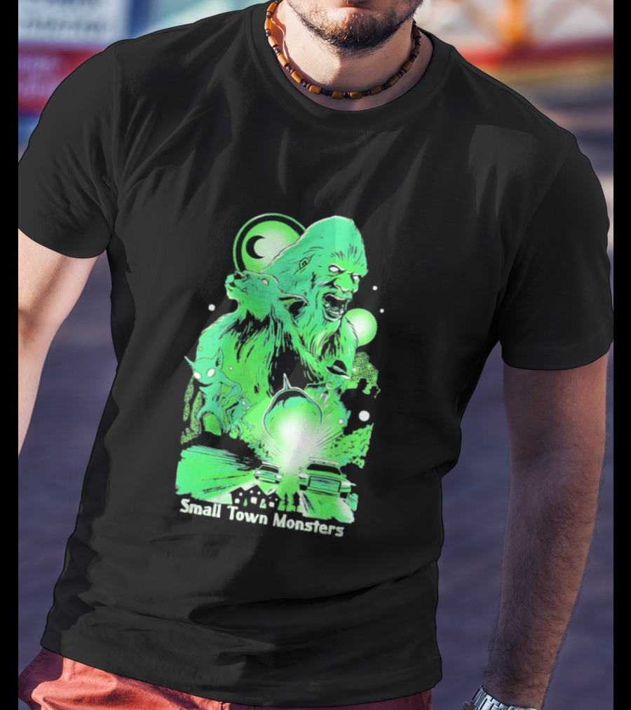 Small Town Monsters 2026 Alien And UFO With Bigfoot Creature T-Shirt