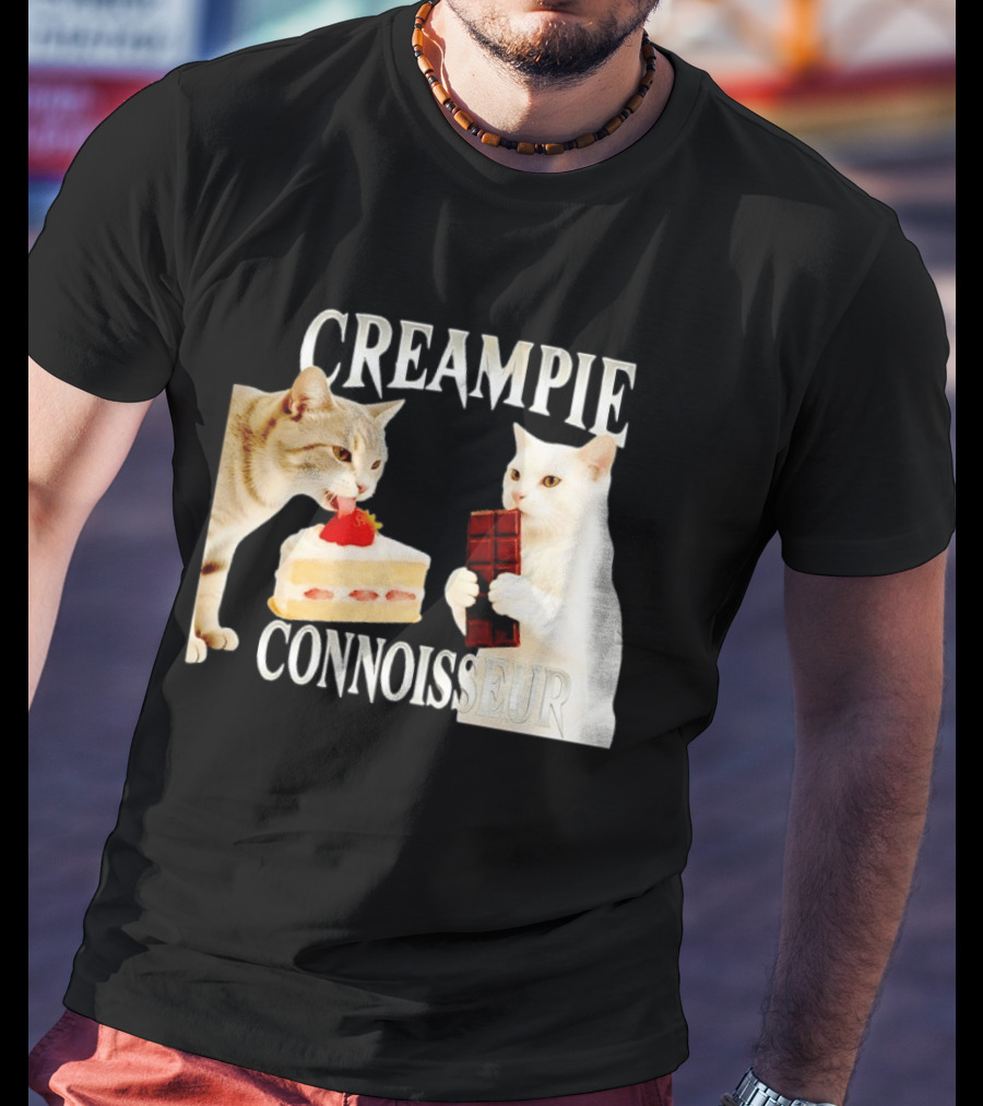 Cats Creampie Connoisseur Strawberry Cake Chocolate Bar T-Shirt