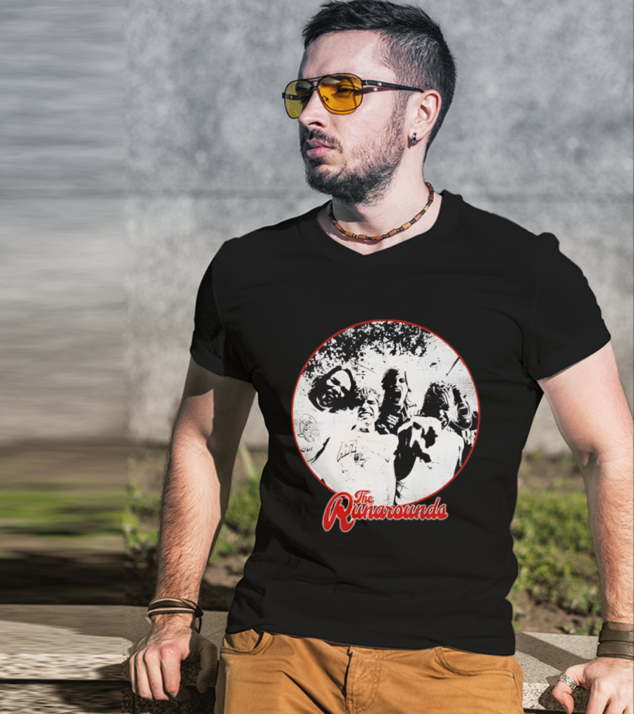 The Runarounds Band Black And White Circle Group Photo T-Shirt