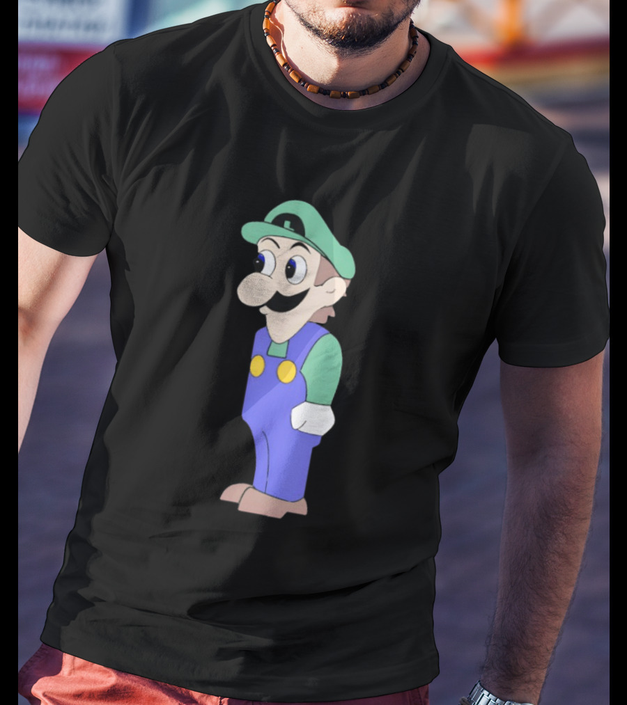Look At Front Of For Boobs Luigi Funny Meme T-Shirt