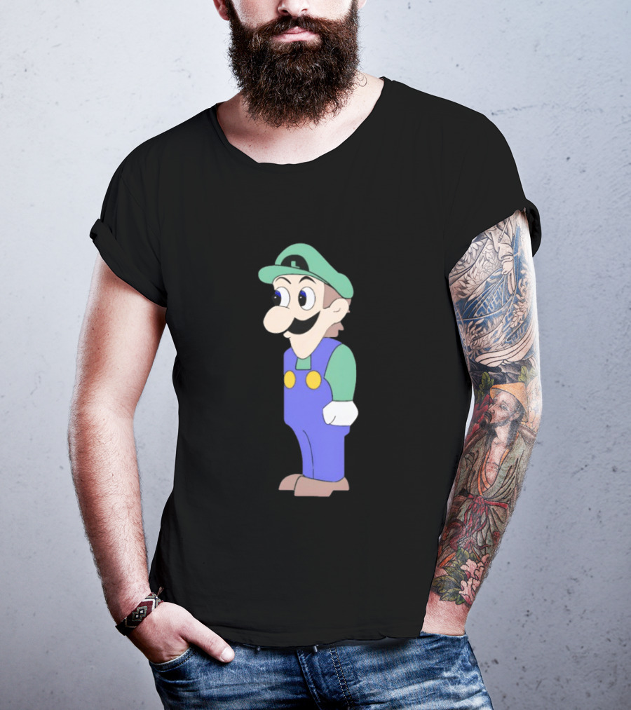 Look At Front Of For Boobs Luigi Funny Meme T-Shirt