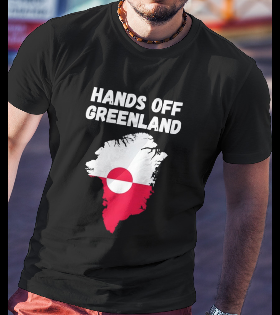 Hands Off Greenland Map Red White Circle Anti Trump T-Shirt