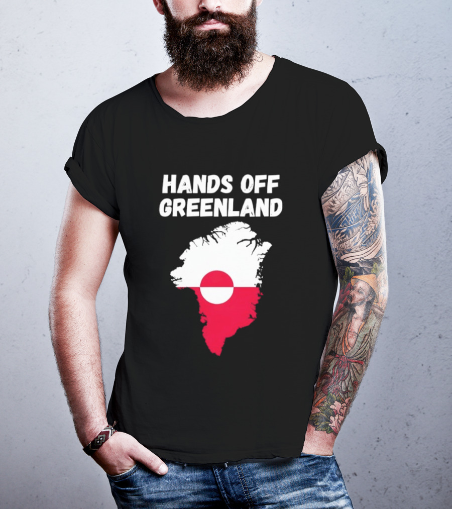 Hands Off Greenland Map Red White Circle Anti Trump T-Shirt