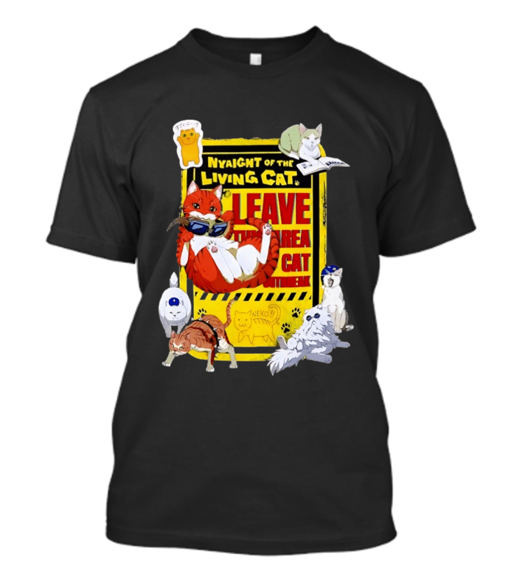 Nyaight Of The Living Cat Leave This Area Cat Neko T-Shirt