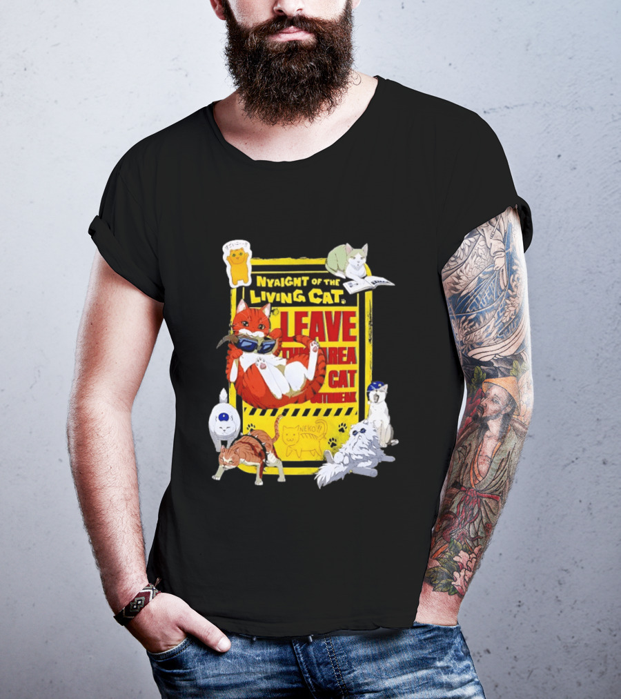 Nyaight Of The Living Cat Leave This Area Cat Neko T-Shirt