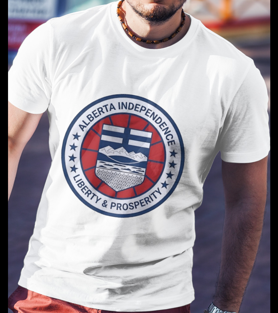 Alberta Independence Liberty Prosperity Emblem With Shield And Stars T-Shirt