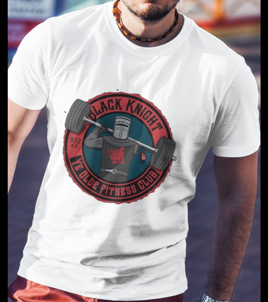 Black Knight Ye Olde Fitness Club 932 AD Weightlifting Medieval Humor T-Shirt