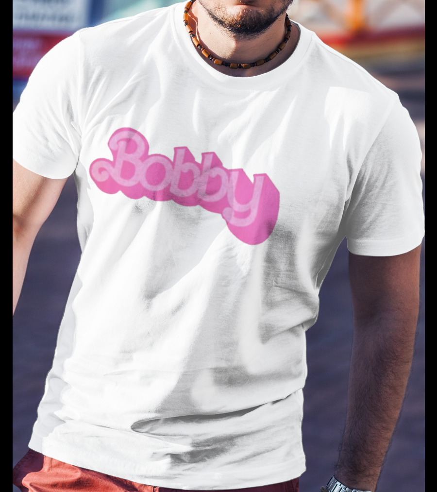 Bobby Pink Text Style Bob Weir Barbie Font T-Shirt