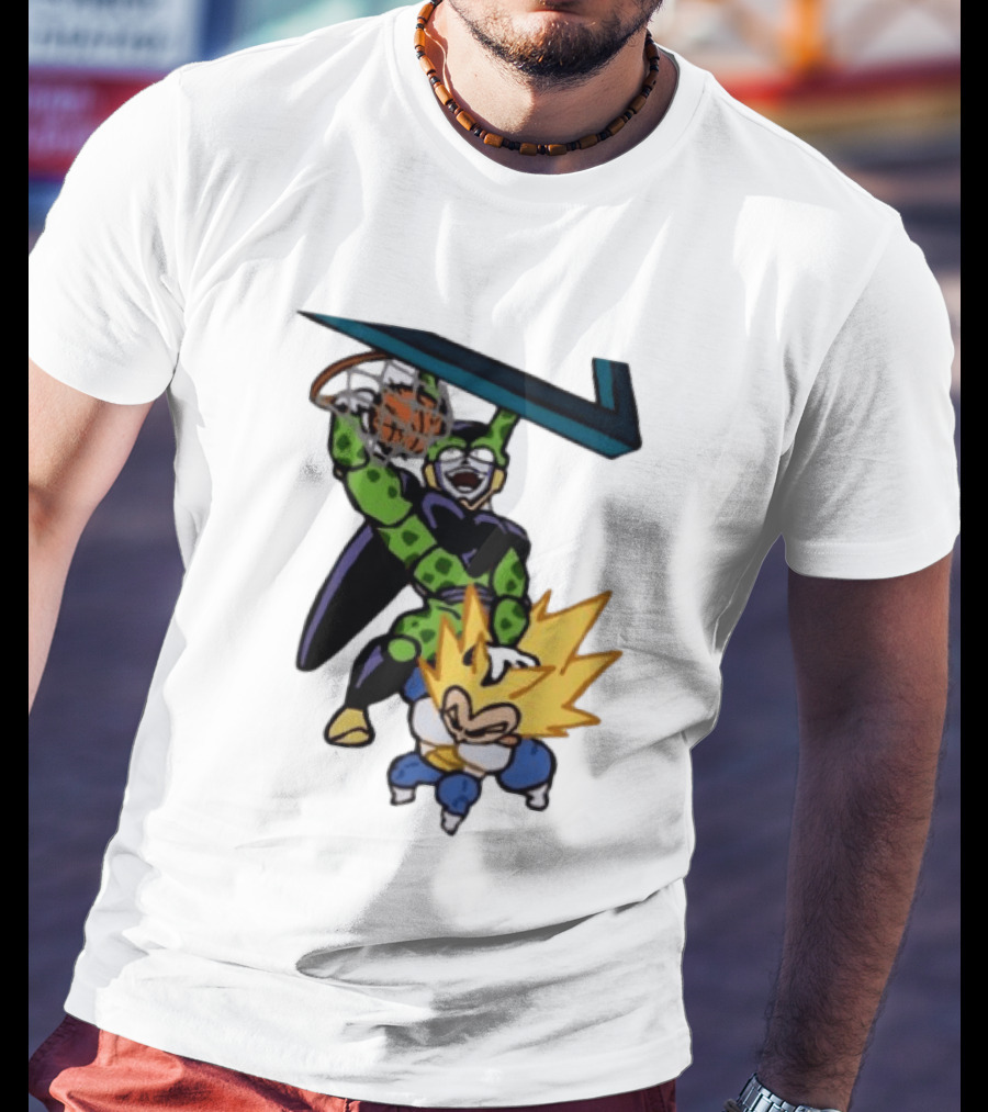 Cell Vs Vegeta Basketball Dunk Anime Mashup T-Shirt