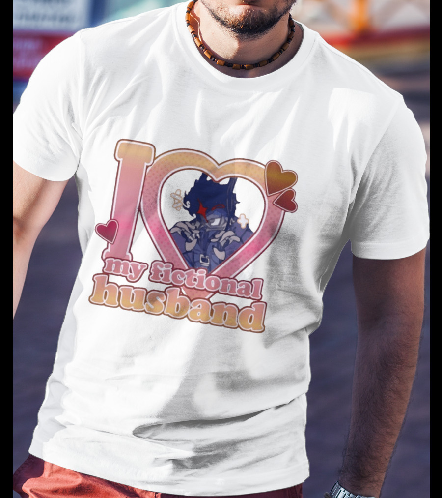 I Love My Fictional Husband Heart Design With Anime T-Shirt
