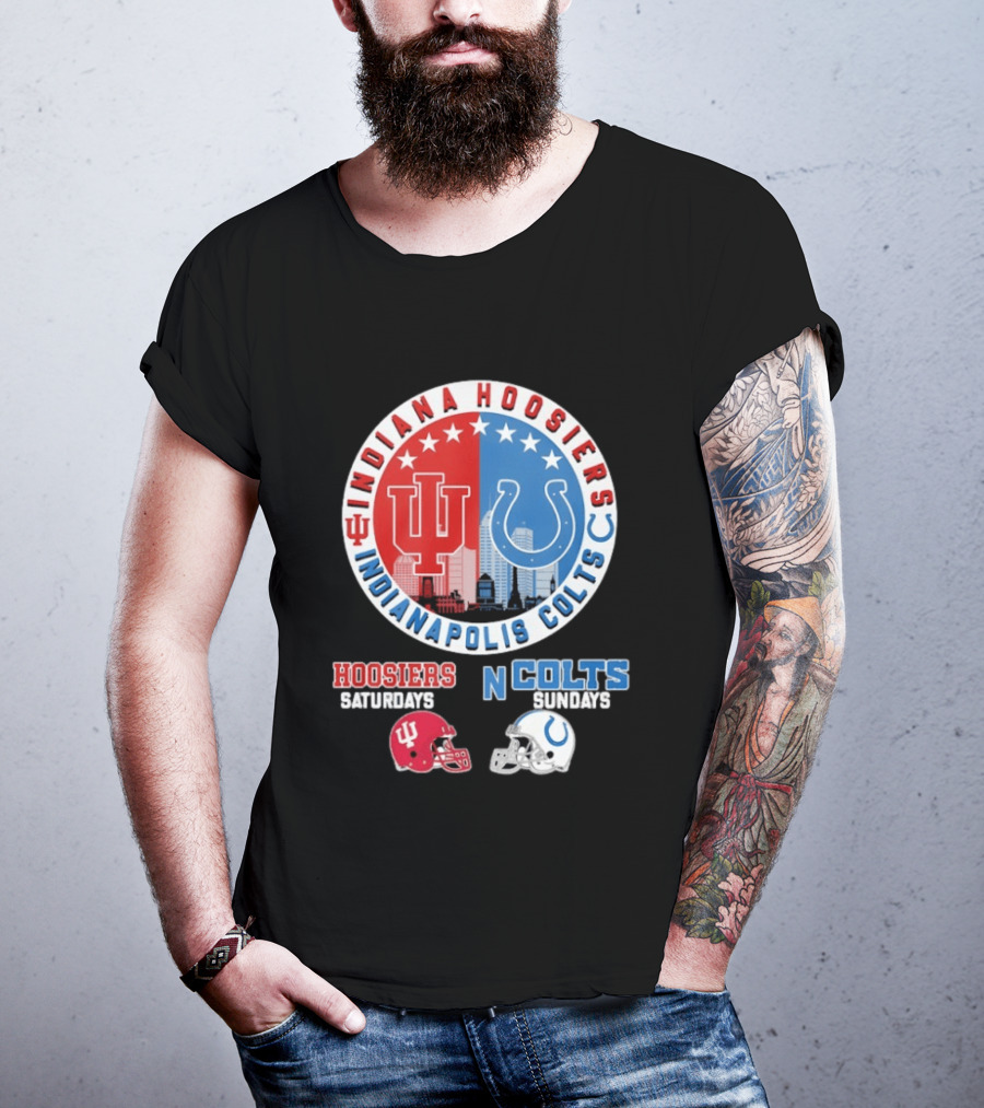 Indiana Hoosiers Saturdays Indianapolis Colts Sundays Mashup T-Shirt