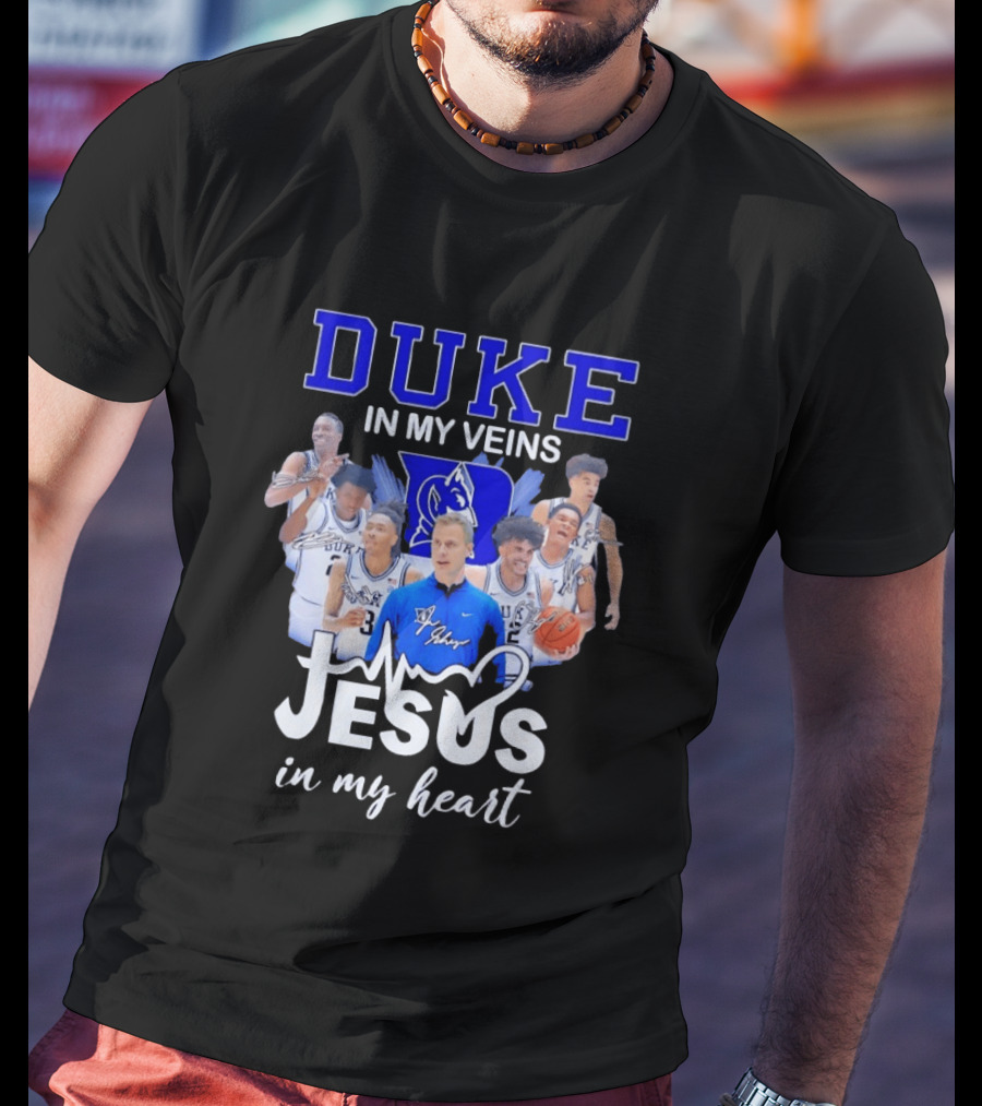 Duke Blue Devils Basketball Jesus In My Heart Signatures T-Shirt