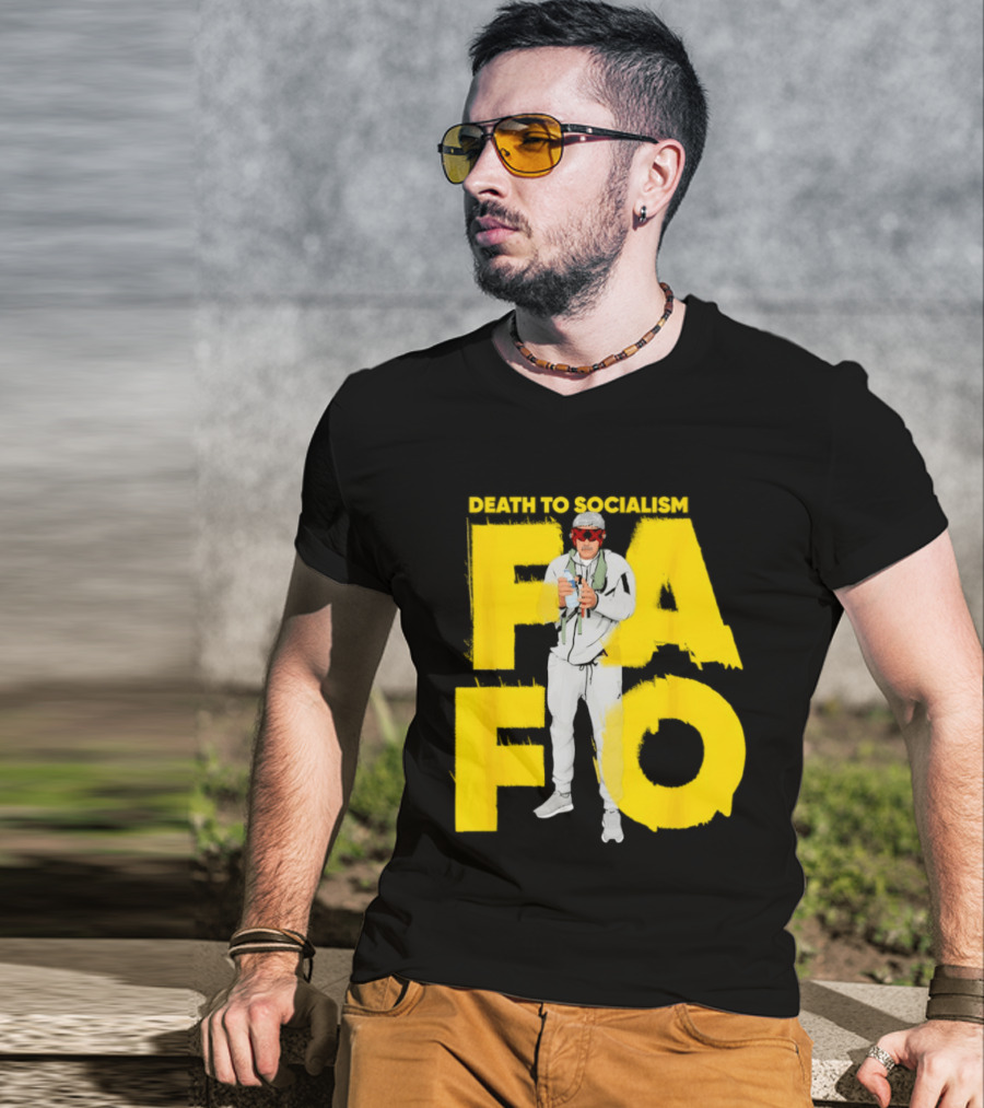 FAFO Death To Socialism Meme Sunglasses And Microphone T-Shirt