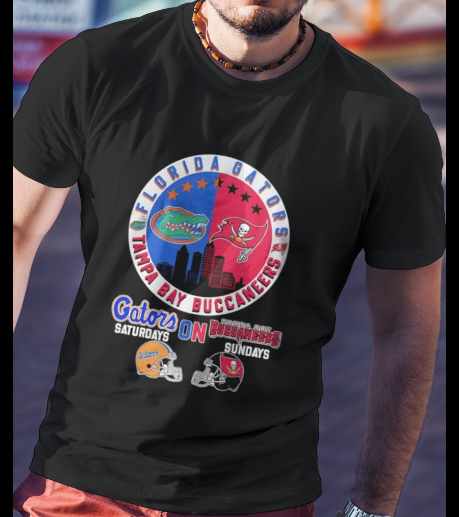 Florida Gators Tampa Bay Buccaneers Saturdays Sundays Helmet Mashup T-Shirt
