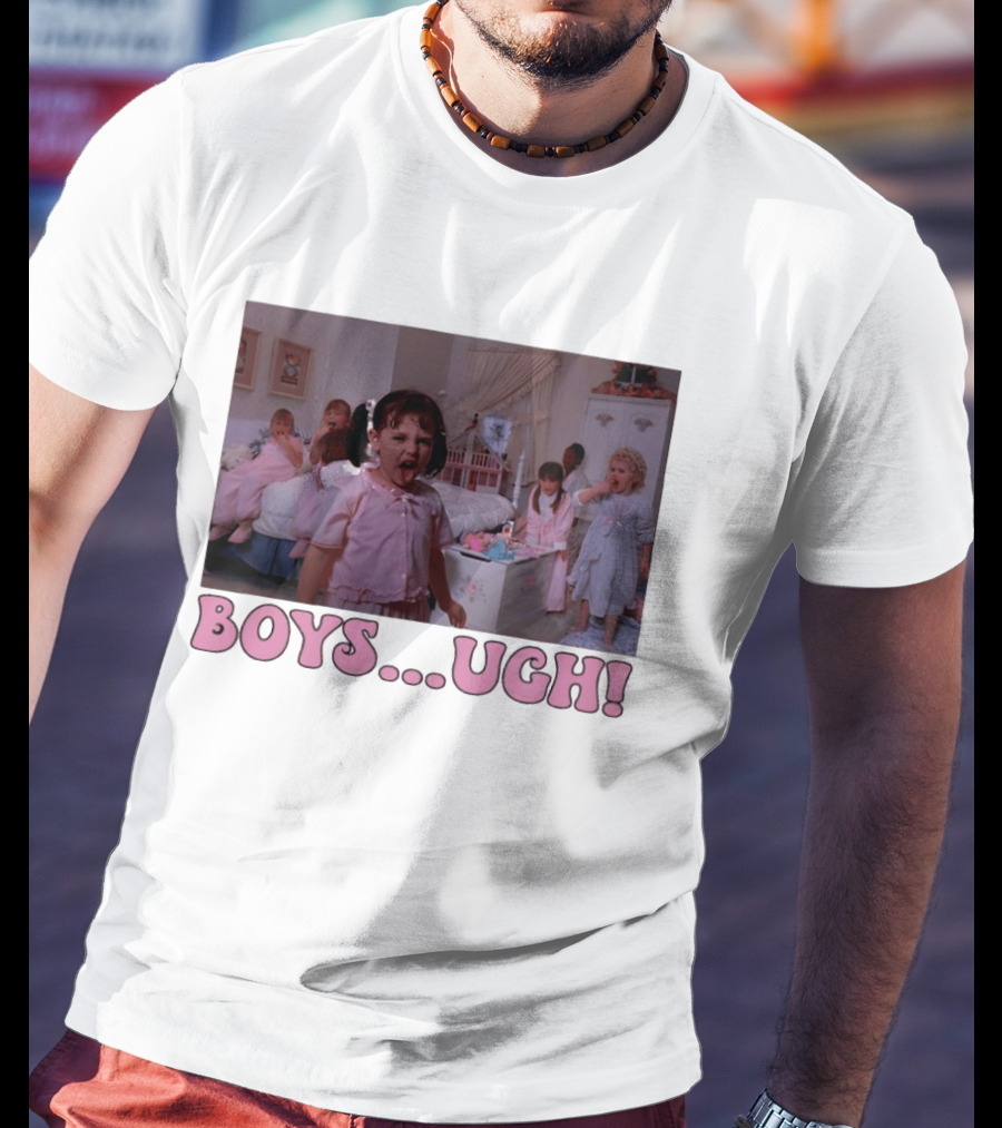 Boys Ugh Funny Valentine's Day Pink Pajama Party Classic Movie Scene T-Shirt