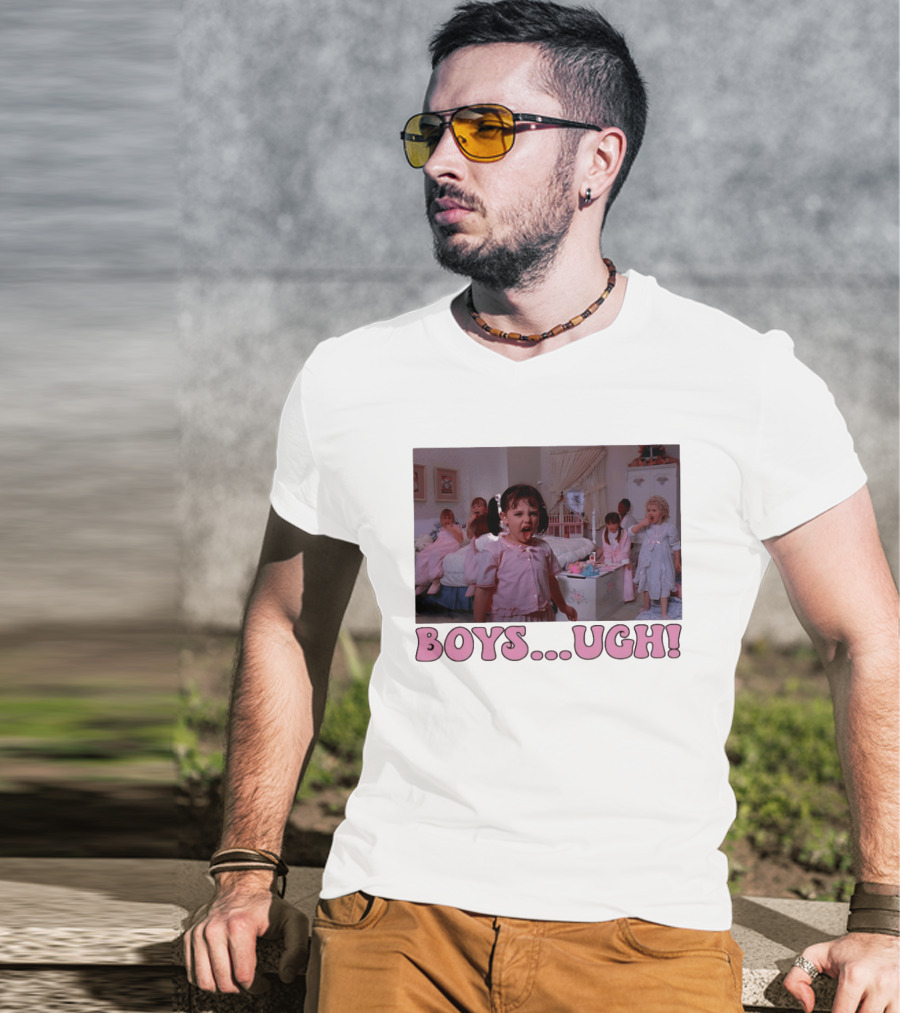 Boys Ugh Funny Valentine's Day Pink Pajama Party Classic Movie Scene T-Shirt