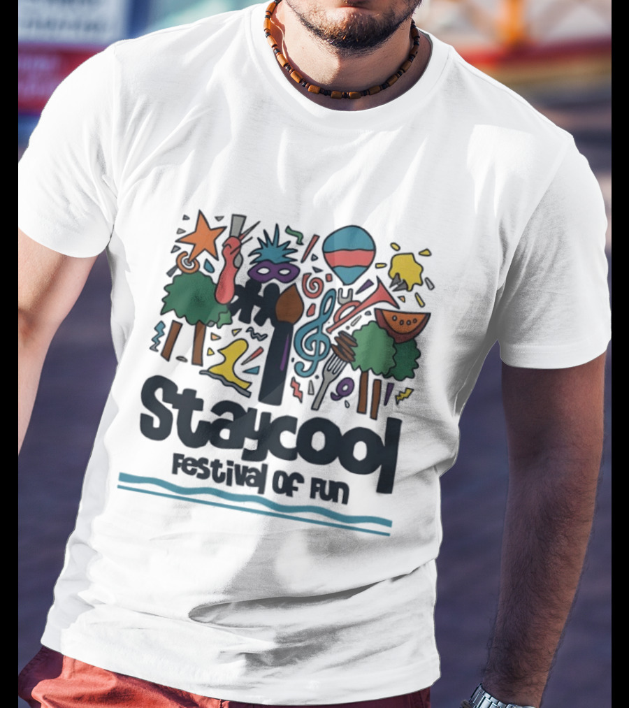 Staycool Festival Of Fun With Colorful Icons And Musical T-Shirt
