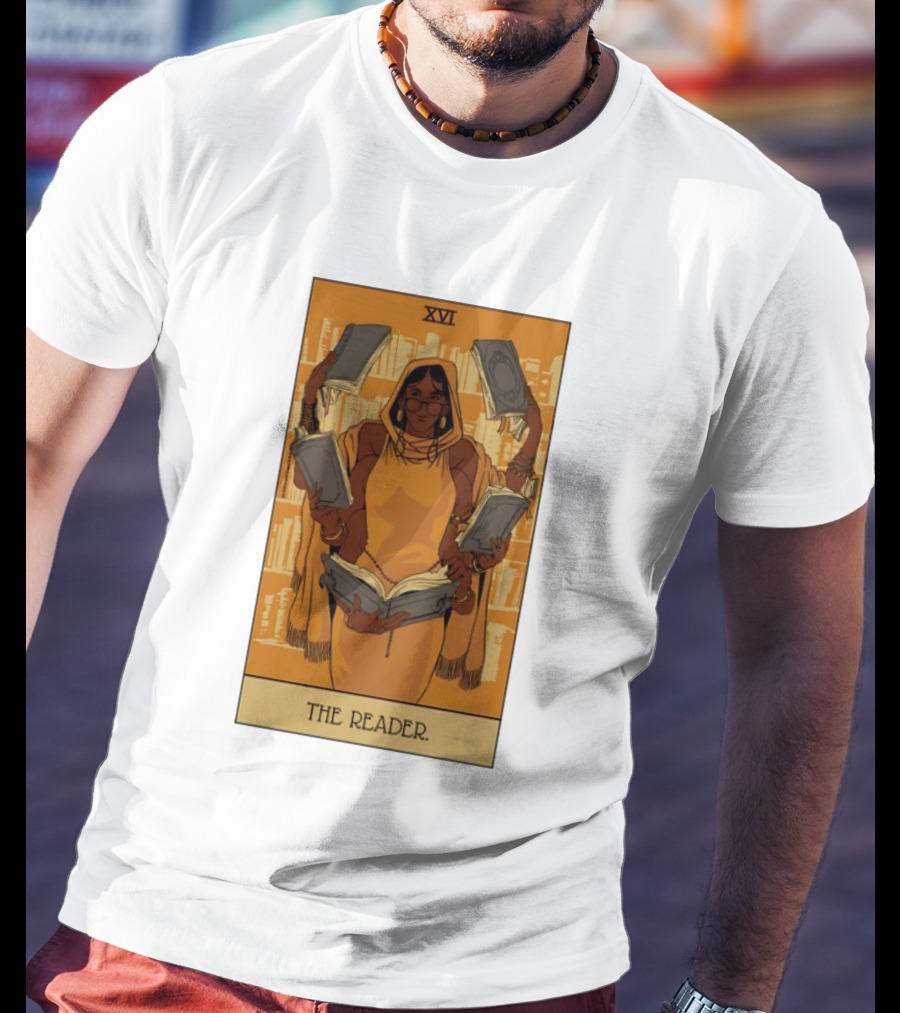 XVI The Reader Tarot Card Modern Witch Aesthetic Books Library T-Shirt