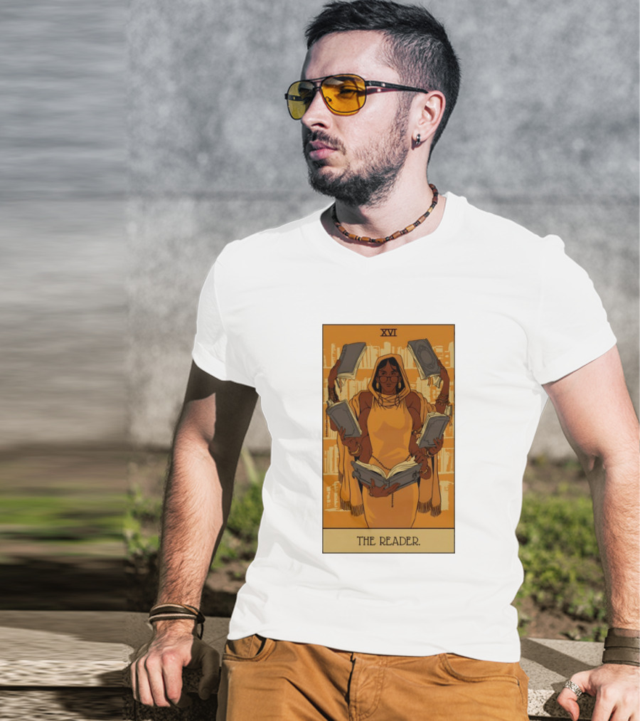 XVI The Reader Tarot Card Modern Witch Aesthetic Books Library T-Shirt