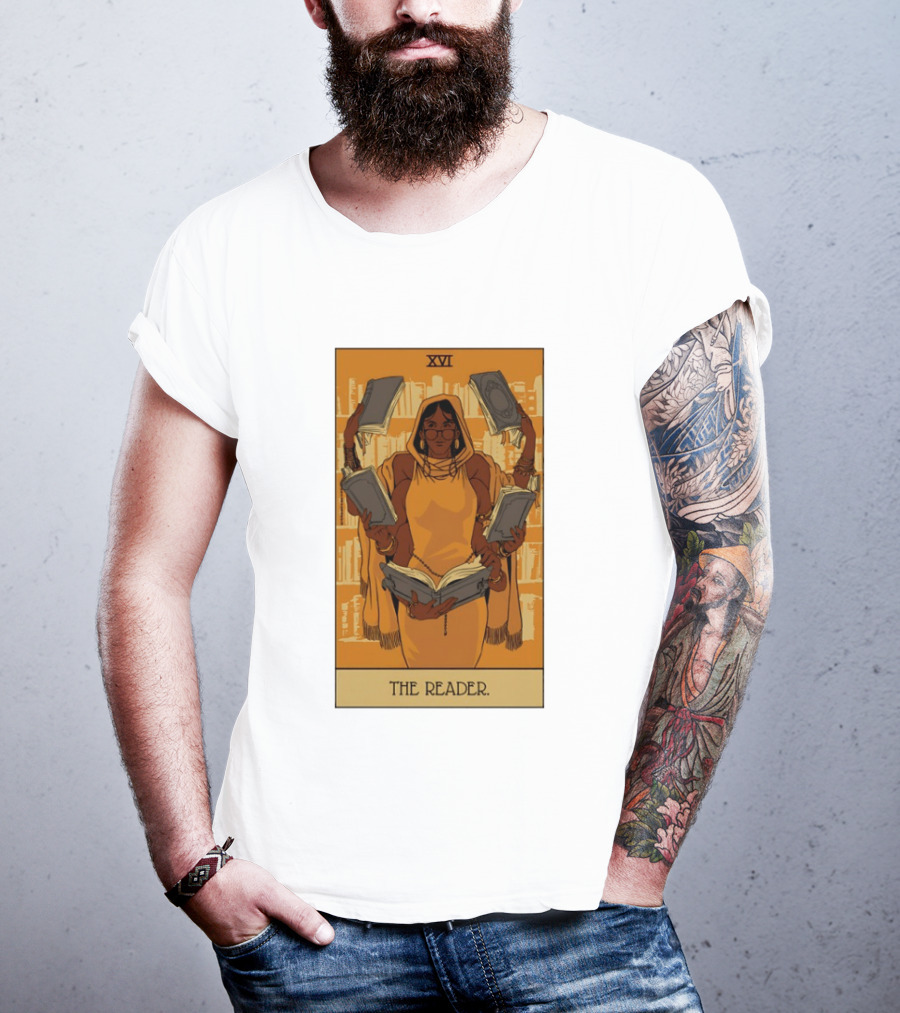 XVI The Reader Tarot Card Modern Witch Aesthetic Books Library T-Shirt