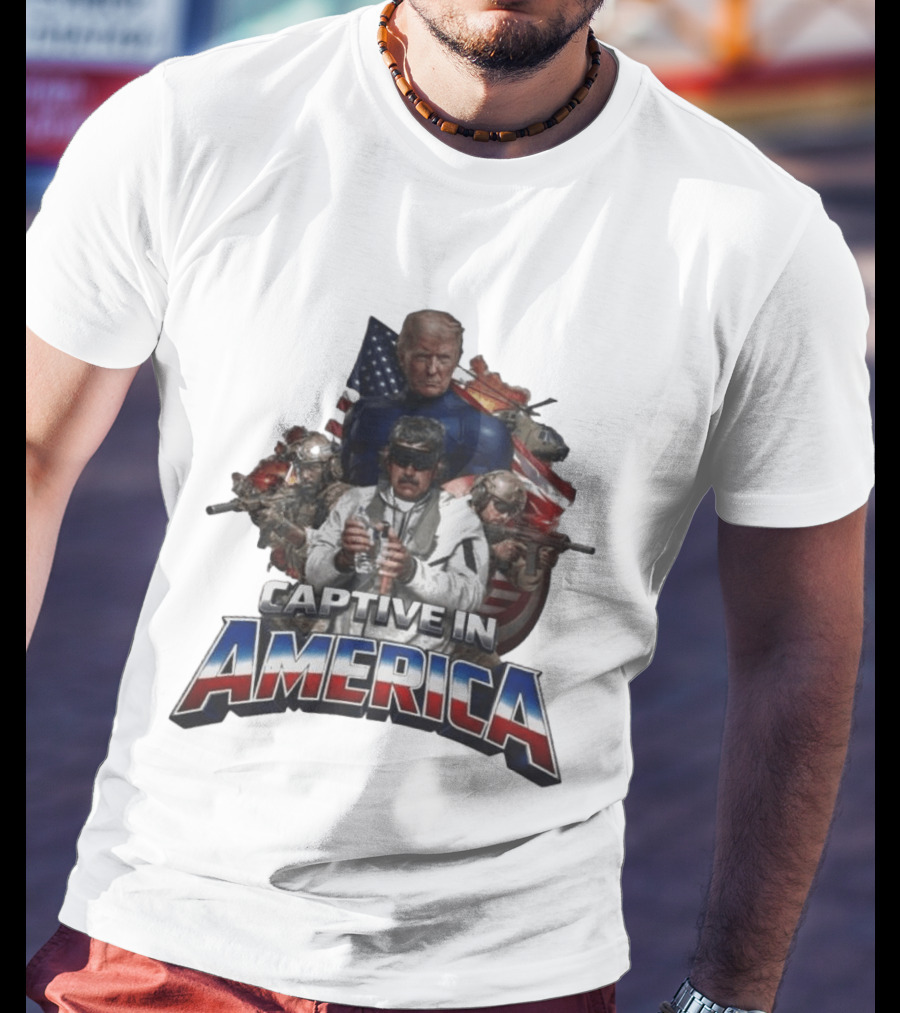 Trump Maduro Captive In America Soldiers Helicopters United States Flag T-Shirt