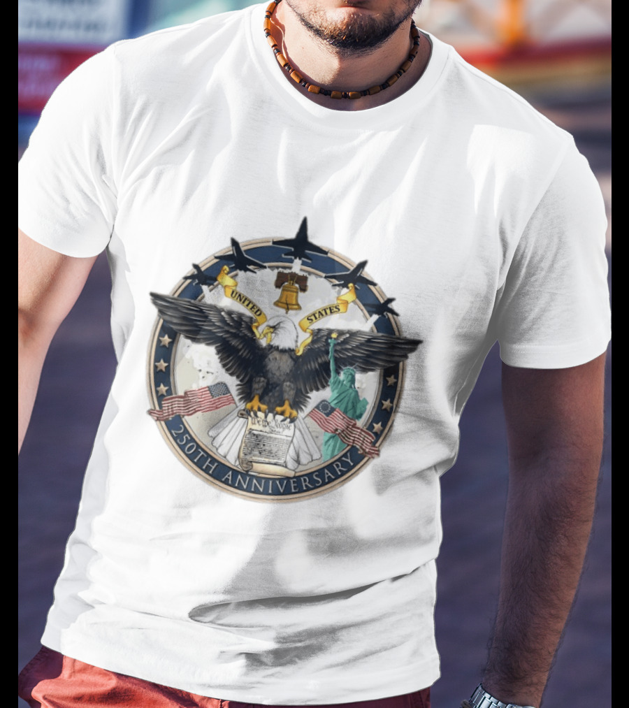 America 250th Anniversary United States Seal Eagle Statue Of Liberty Liberty Bell Flag T-Shirt