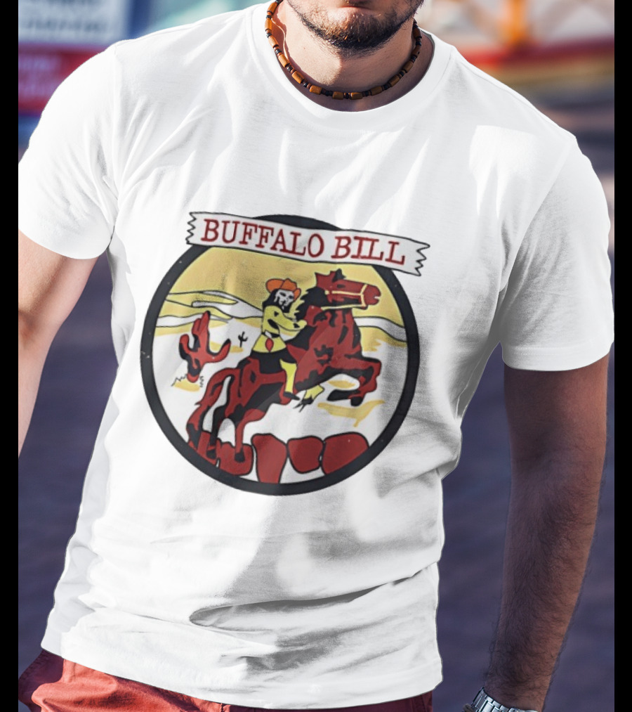 Buffalo Bill Cowboy Riding Red Horse Western Adventure T-Shirt