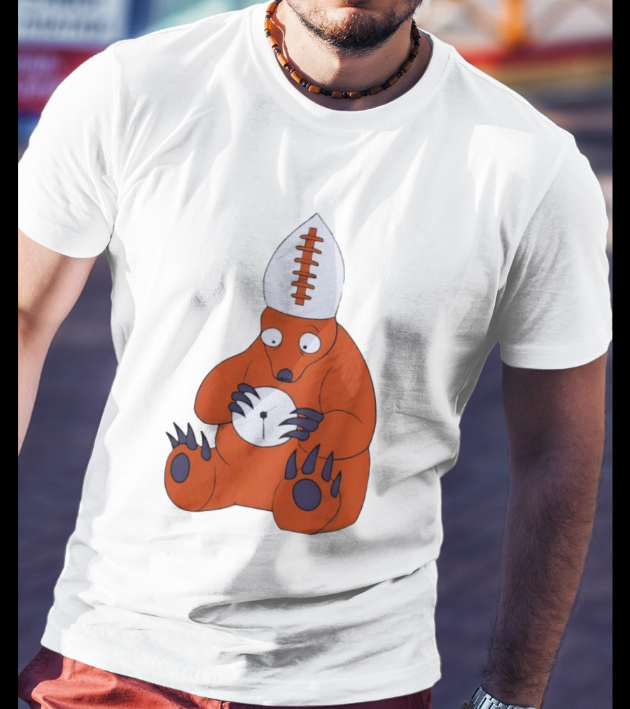 Chicago Bears Mascot Cartoon With Football Pope Hat T-Shirt