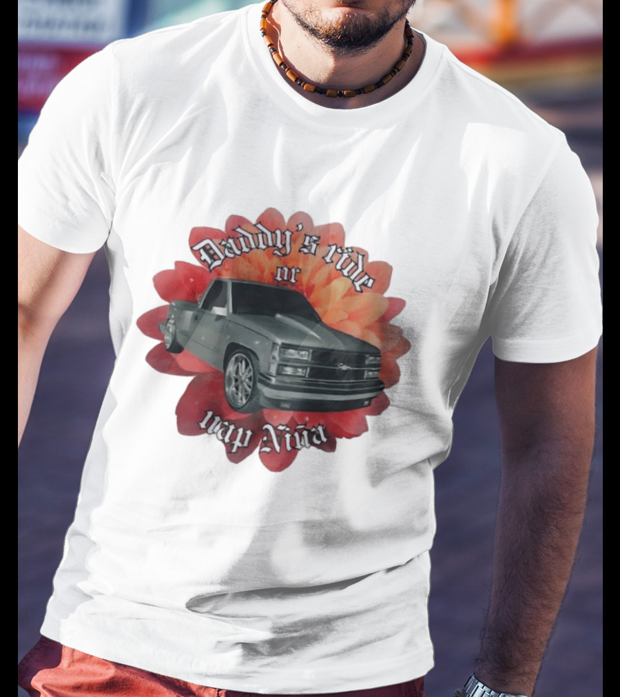 Daddy's Ride Or Nap Niña Car Floral T-Shirt