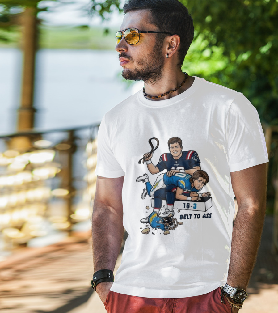 New England Patriots Belt To Ass 16 3 Sports Rivals Comic T-Shirt