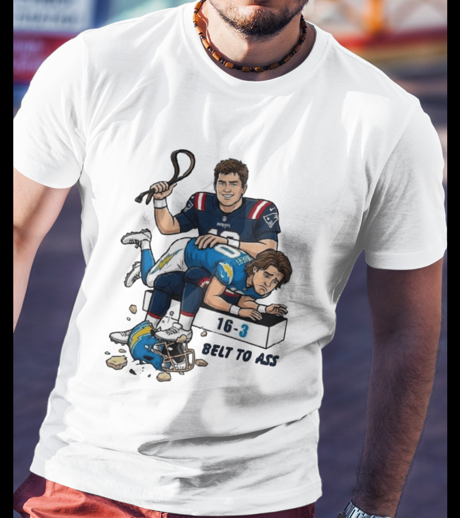 New England Patriots Belt To Ass 16 3 Sports Rivals Comic T-Shirt