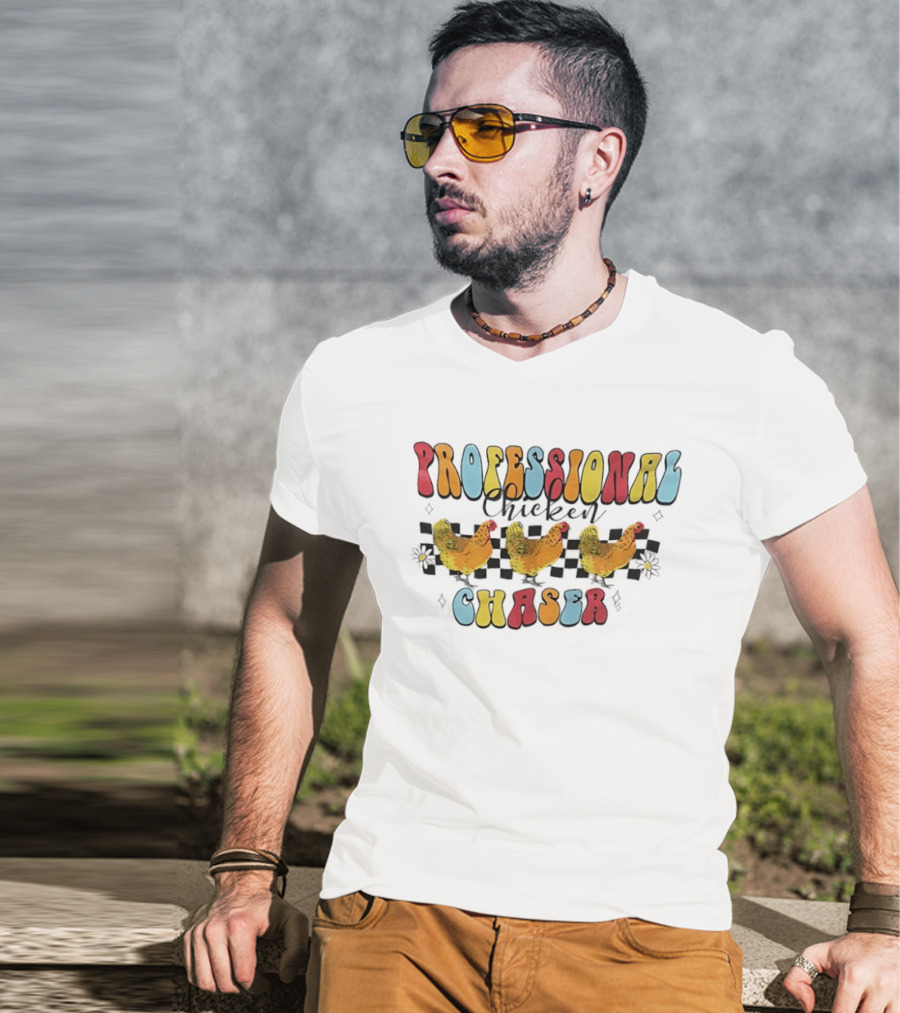 Professional Chicken Chaser Colorful Chicken Racing Fun T-Shirt