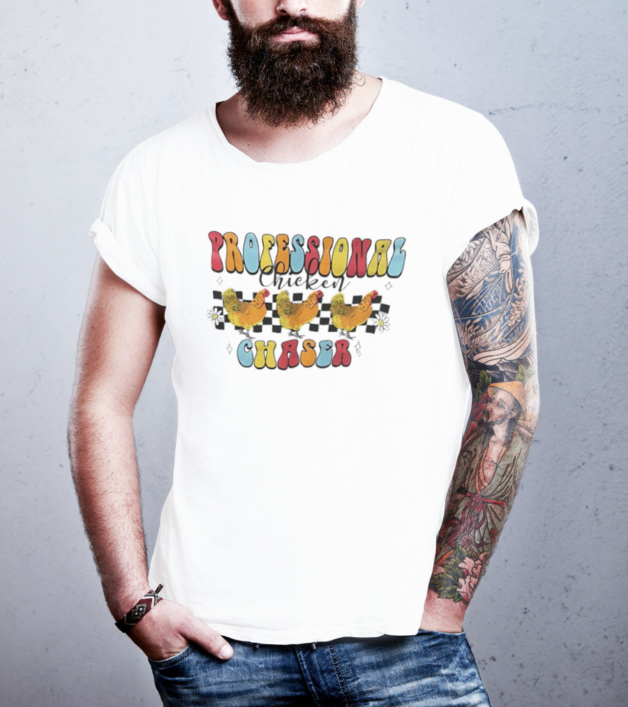 Professional Chicken Chaser Colorful Chicken Racing Fun T-Shirt