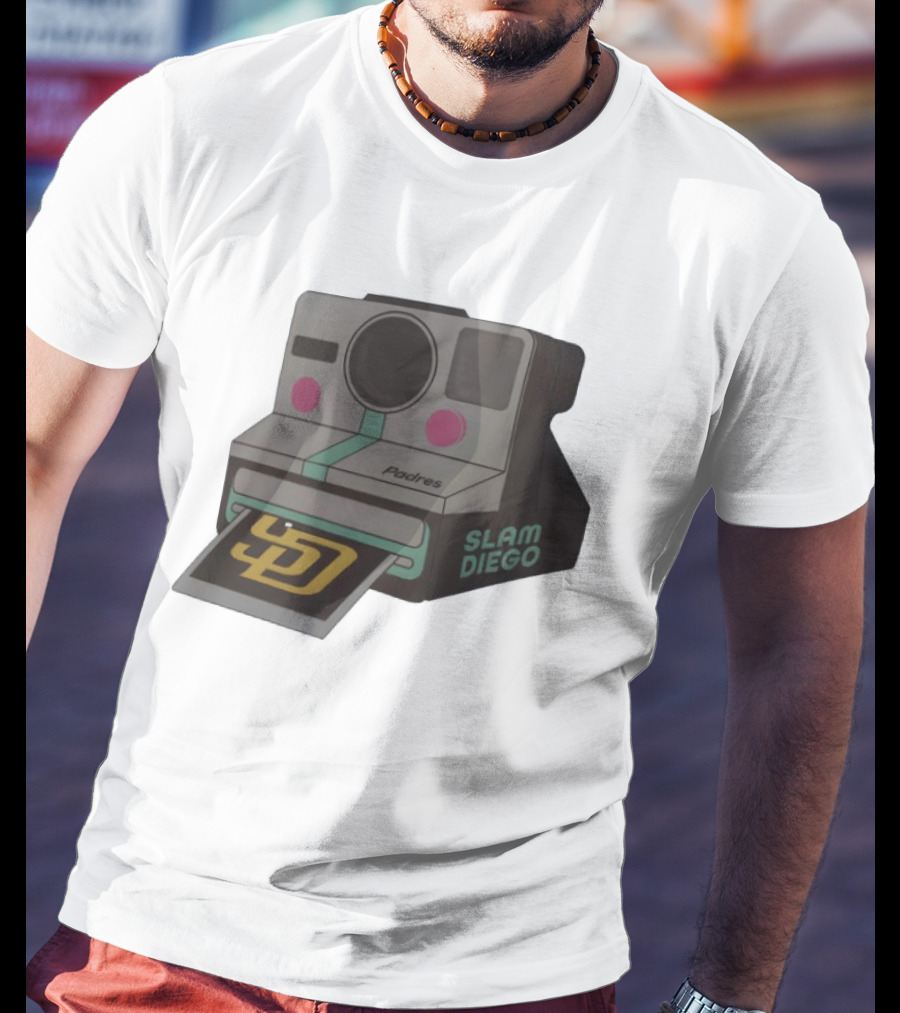 Slam Diego Padres Vintage Polaroid Camera MLB T-Shirt